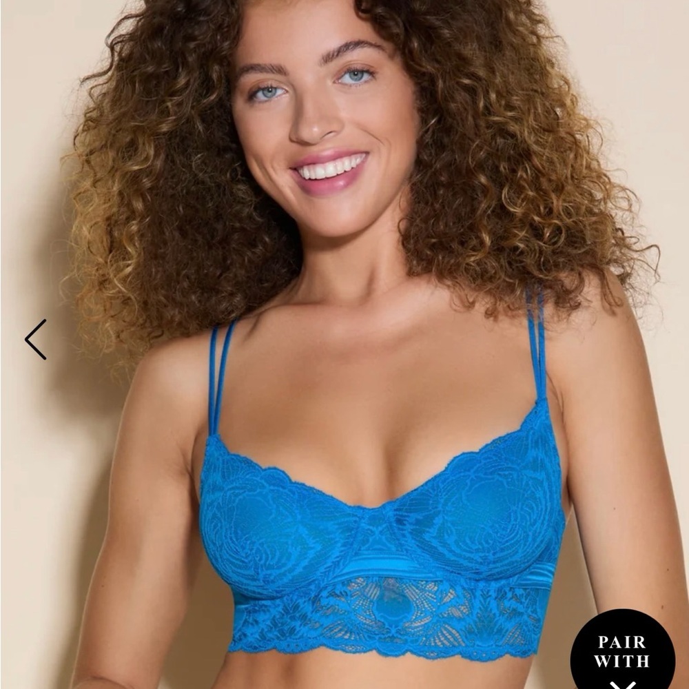 NWT Cosabella Khana Longline Underwire Bra & Hotpant Set Udaipur Blue 32D
